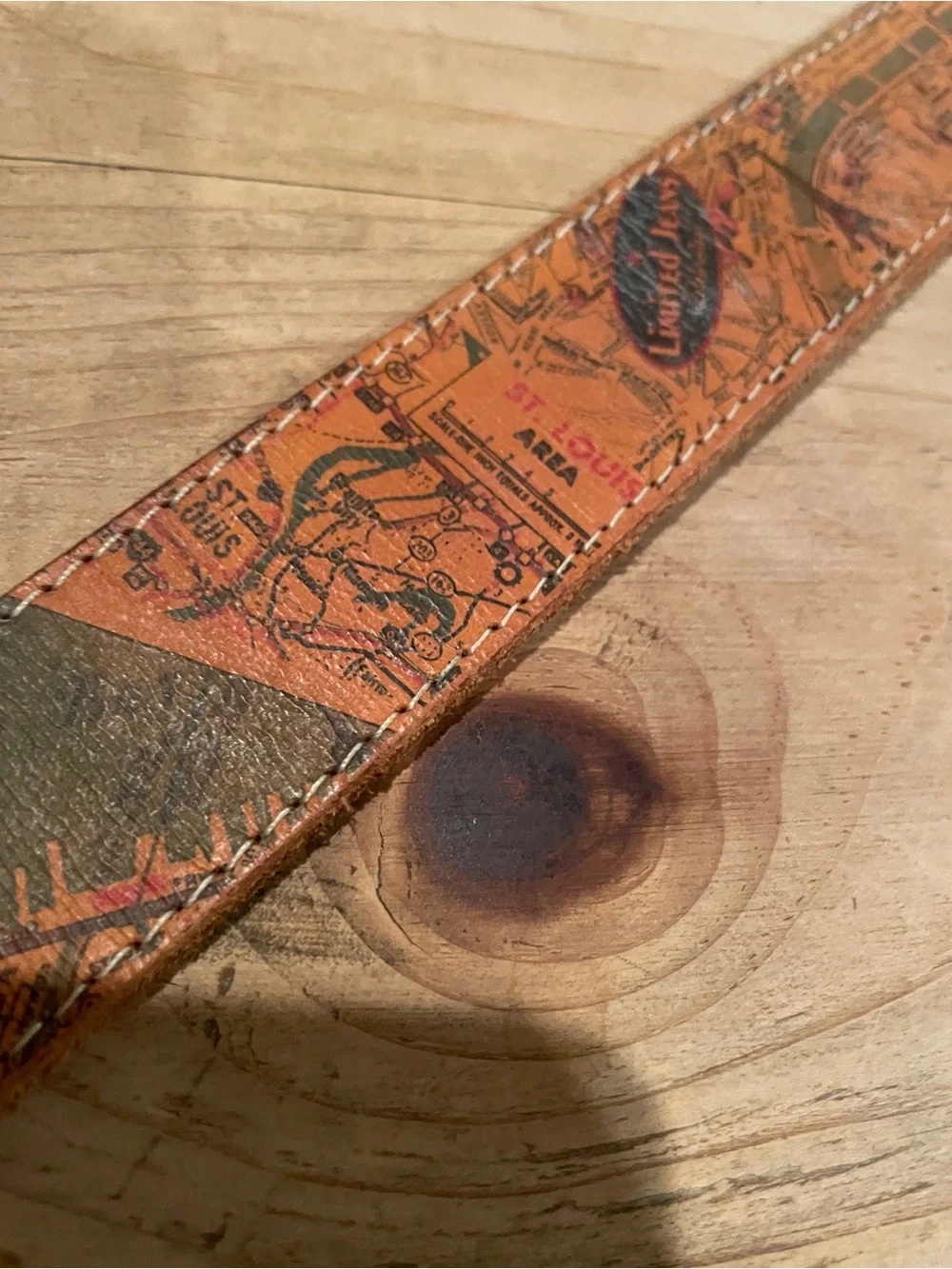 The Limited VTG Milano Map Stamp graphic leather Unique Travel belt M